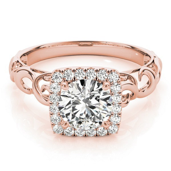 Lab-Grown Diamond Halo Engagement Ring in 18K Yellow Gold