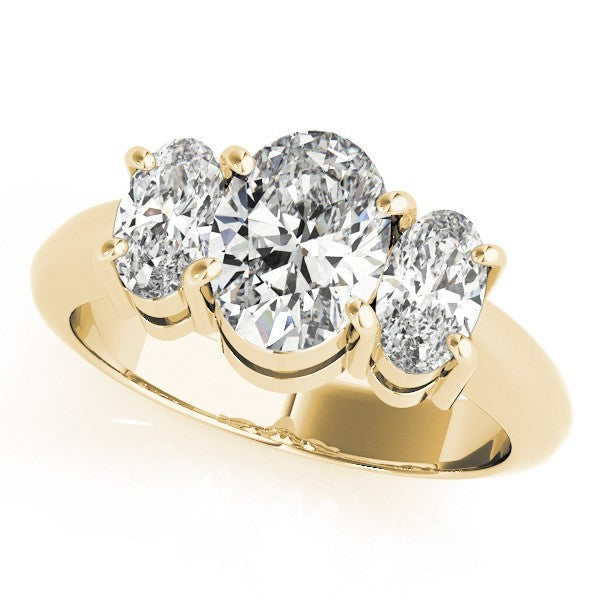 Lab-Grown Oval Diamond 3 Stone Engagement Ring Ð 18K Rose Gold