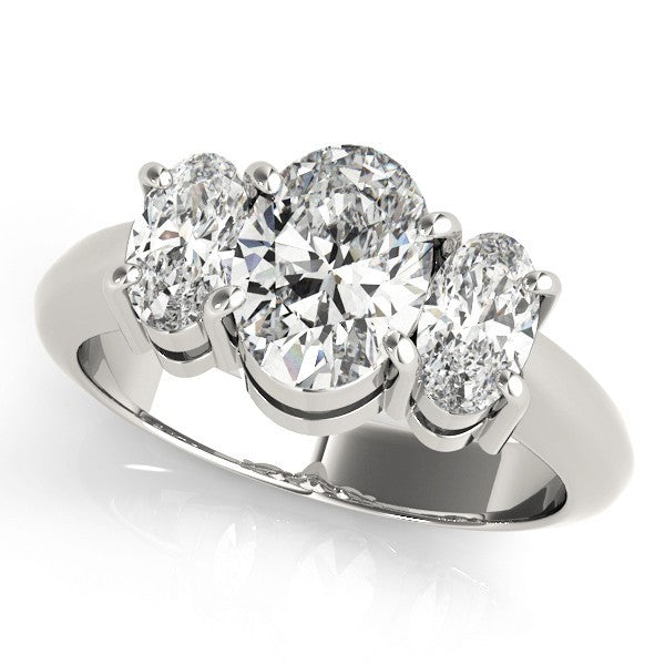 Lab-Grown Oval Diamond 3 Stone Engagement Ring Ð 18K Rose Gold