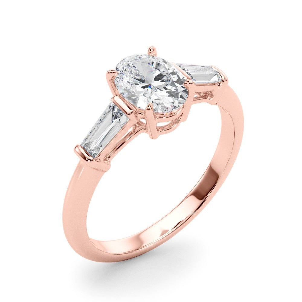 18K Yellow Gold 2CT DE/VS Lab-Grown Oval Diamond 3 Stone Engagement Ring