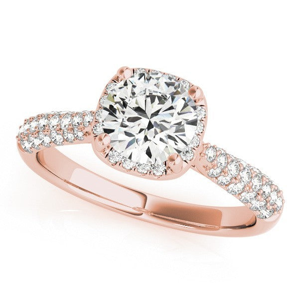 Lab Grown Round Diamond Halo Engagement Ring 18K Yellow Gold