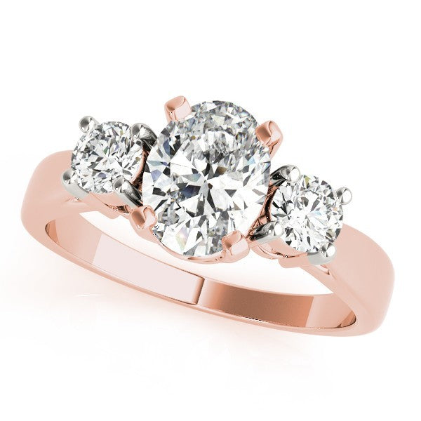 Lab Grown Oval Cut 2 CT DE/VS Diamond Trilogy Engagement Ring Platinum
