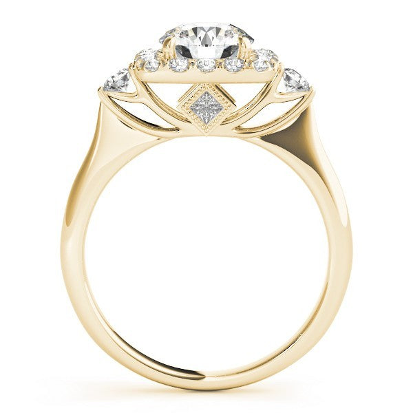 Lab Grown Round Diamond Halo Engagement Ring 18K Yellow Gold