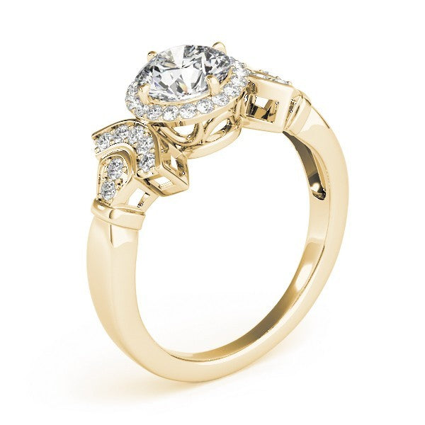 Lab Grown Round Diamond Halo Engagement Ring 18K White Gold