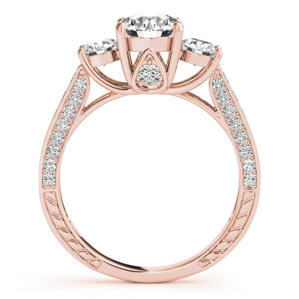 Lab Grown Round Diamond 3 Stone Engagement Ring Platinum