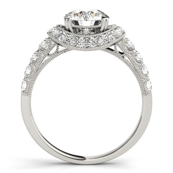 2.00 Ct DE/VS Lab Grown Round Diamond Halo Engagement Ring 18K Yellow Gold