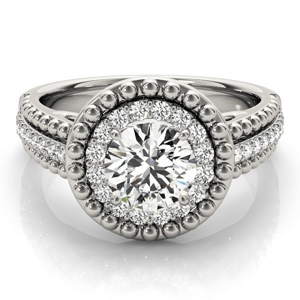 2Ct DE/VS Lab Grown Round Diamond Halo Engagement Ring 18K Yellow Gold