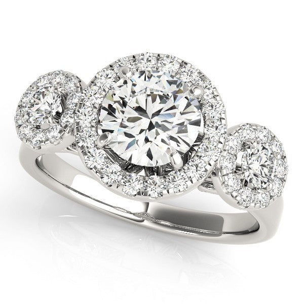 2.00 Carat DE/VS Lab Grown Round Cut Diamond Halo Engagement Ring 18K White Gold