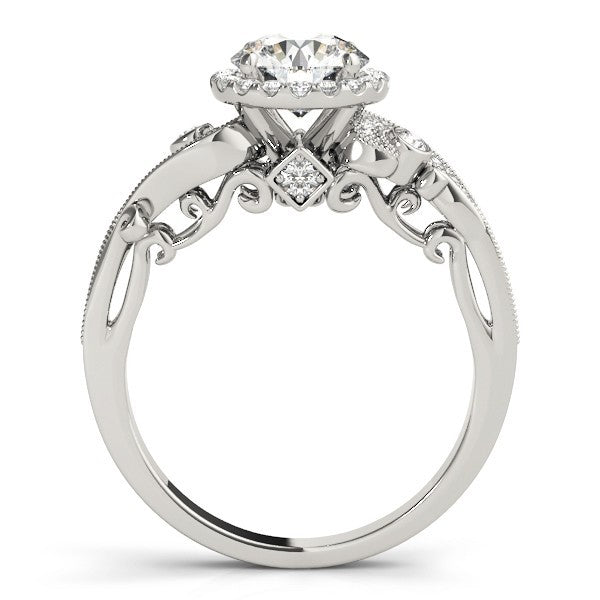 Lab Grown Round Diamond Halo Engagement Ring in 18K Rose Gold