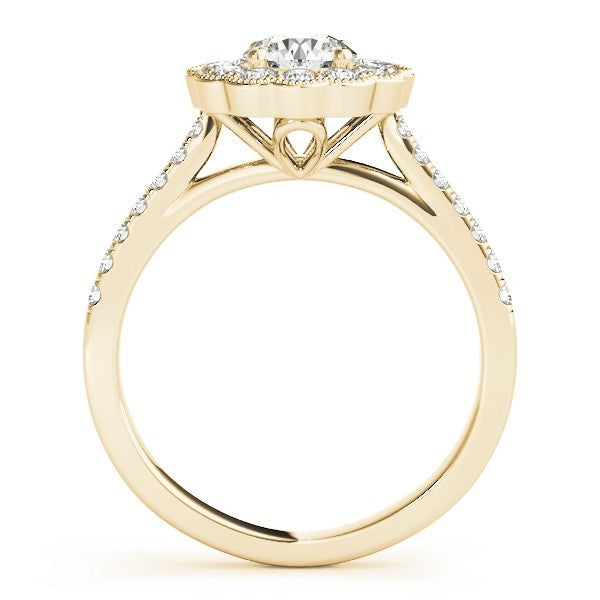 Lab Grown Round Diamond Halo Engagement Ring 18K White Gold