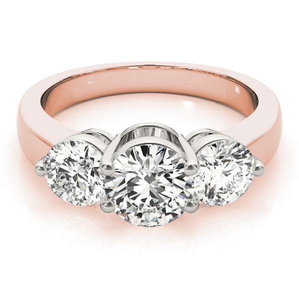 Lab Grown Round Diamond Trilogy Engagement Ring Platinum 0.50Ct To 2.00Ct DE/VS