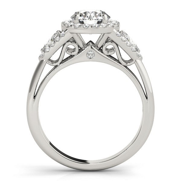2.00 Carat DE/VS Lab Grown Round Cut Diamond Halo Engagement Ring 18K White Gold