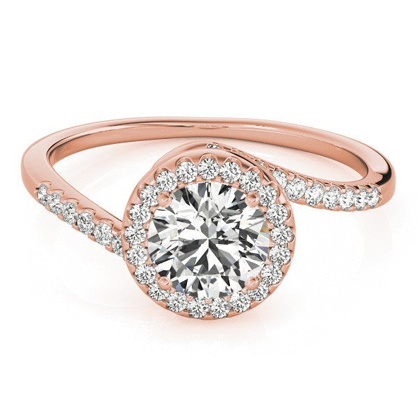 Lab Grown Round Diamond Halo Engagement Ring 18K Yellow Gold
