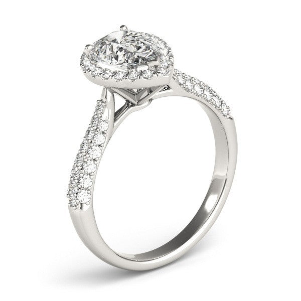 2.00 Ct DE/VS Lab Grown Pear Shape Diamond Halo Engagement Ring Platinum
