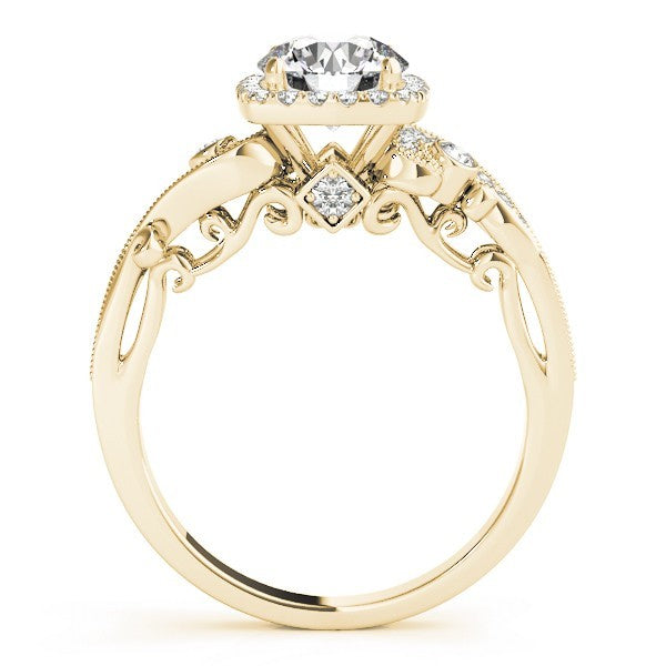 Lab Grown Round Diamond Halo Engagement Ring in 18K Rose Gold