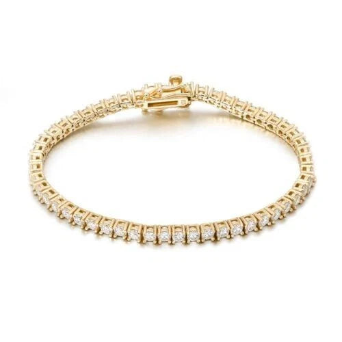 8.00Ct Natural Round Cut Diamond Tennis Bracelet In 18K Yellow Gold